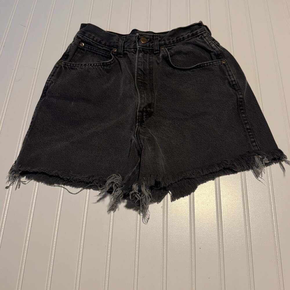 Vintage Chic Black Denim High Waisted Cut Off Jean Shorts